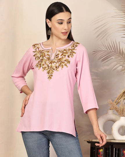 Aliyna Pink Short Kurti For Women