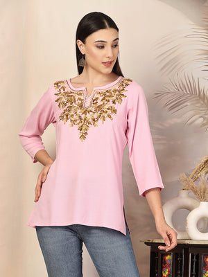 Aliyna Pink Short Kurti For Women