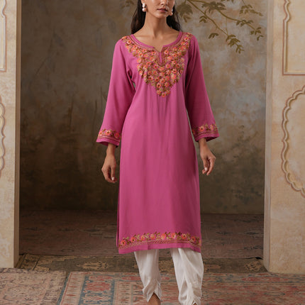 Huma Aari Work Straight Kurta