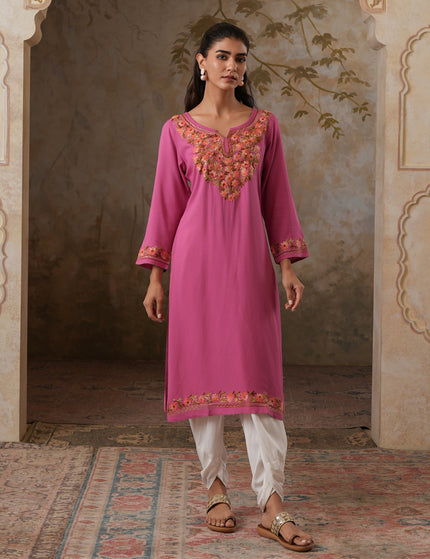 Huma Aari Work Straight Kurta