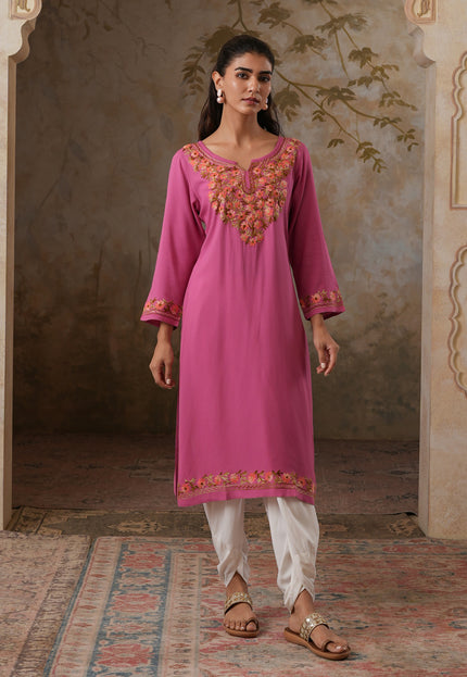 Huma Aari Work Straight Kurta