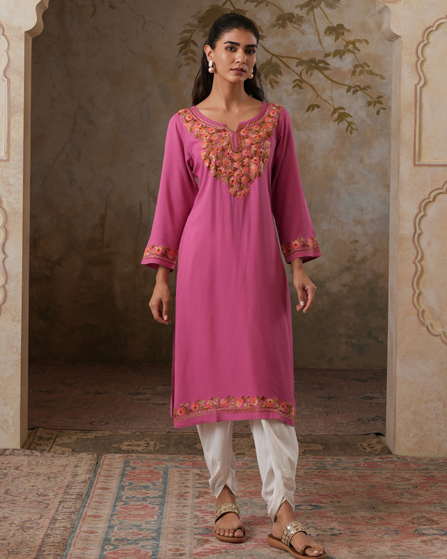 Huma Aari Work Straight Kurta