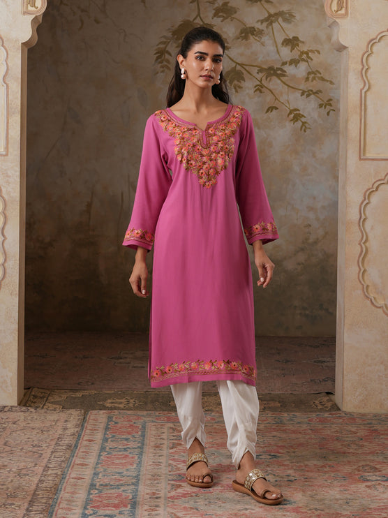 Huma Aari Work Straight Kurta