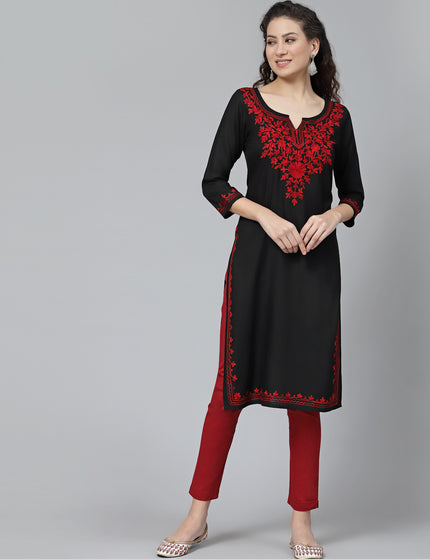 Black Maron Aari Long Kurti For Women
