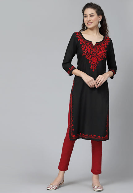 Black Maron Aari Long Kurti For Women