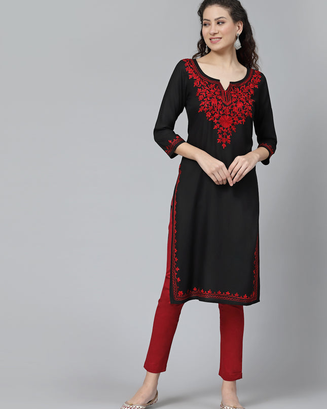 Black Maron Aari Long Kurti For Women