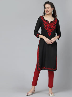 Black Maron Aari Long Kurti For Women