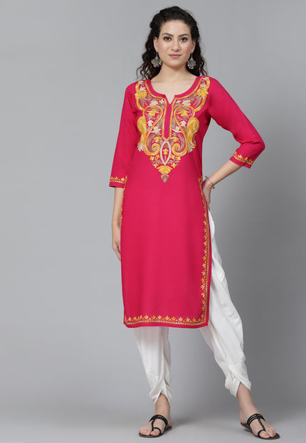 QAZMI Kashmiri Embroidered Straight Kurta