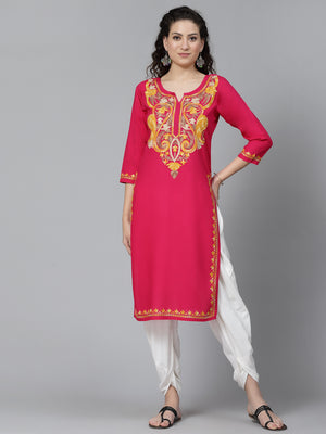 QAZMI Kashmiri Embroidered Straight Kurta