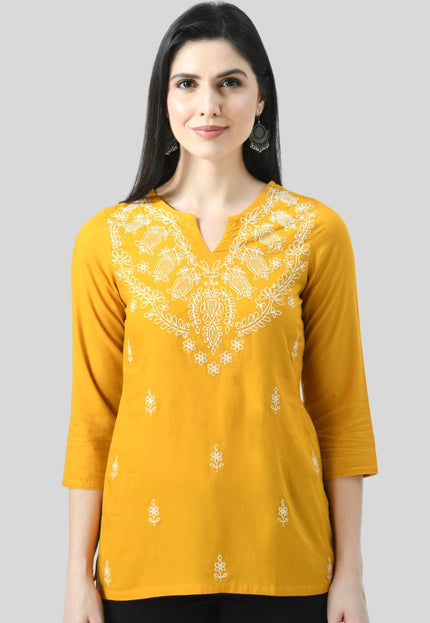 Chikan Short Kurti For Women