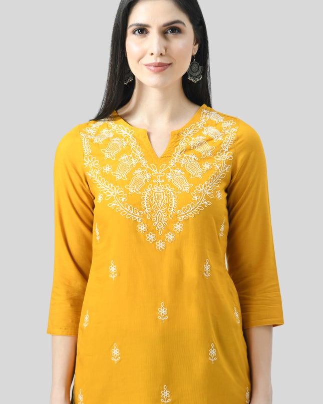 Chikan Short Kurti For Women