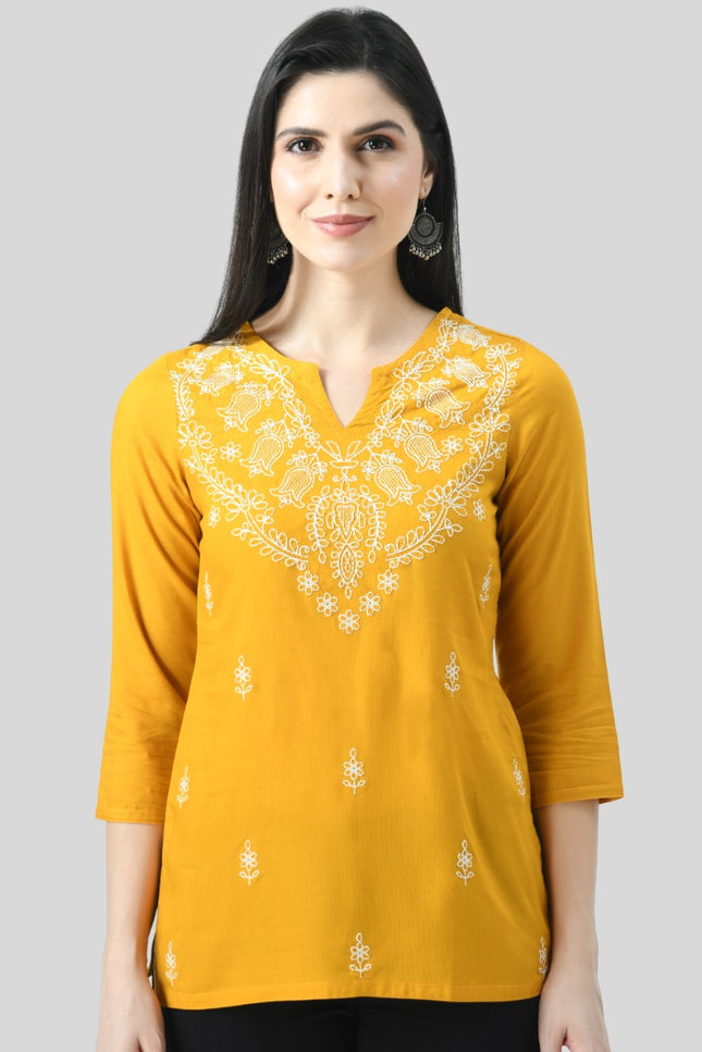 Chikan Short Kurti For Women