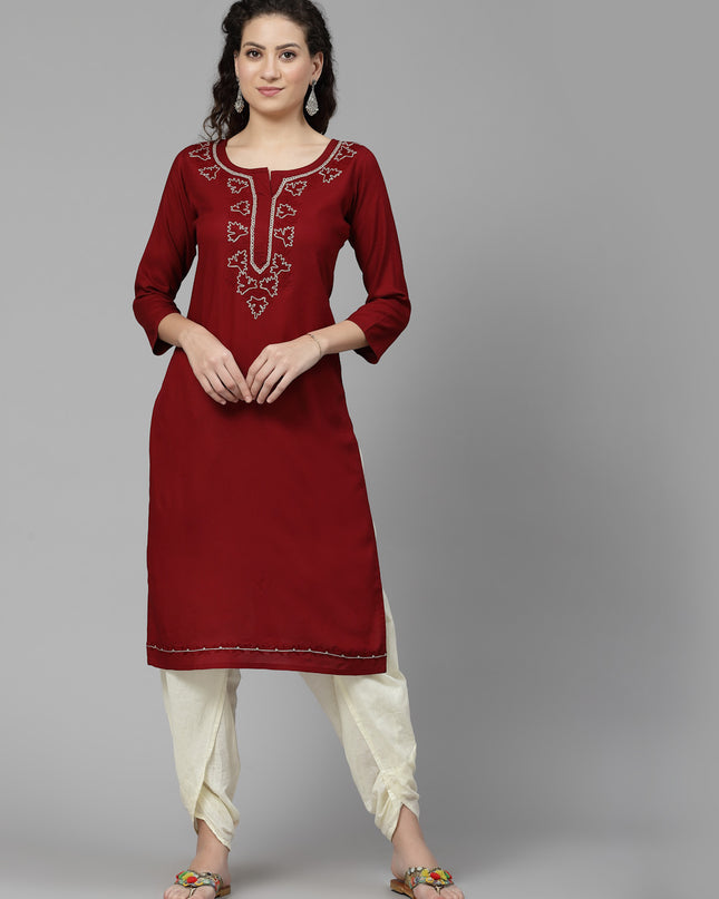 Tila Work Maroon Long Kurti For Women