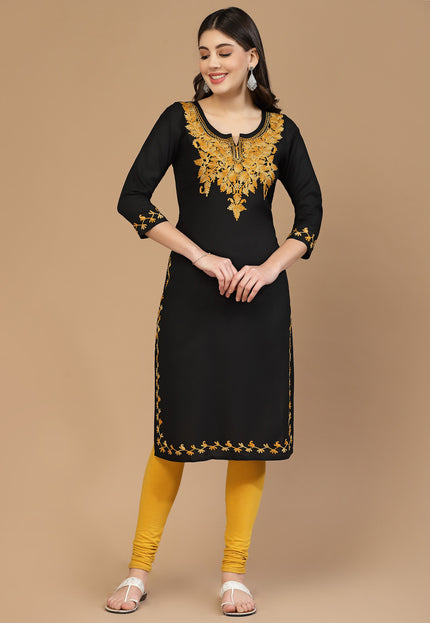 Black Kerry Long Kurti For Women