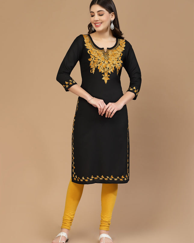 Black Kerry Long Kurti For Women