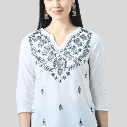 Chikan Short Kurti For Women