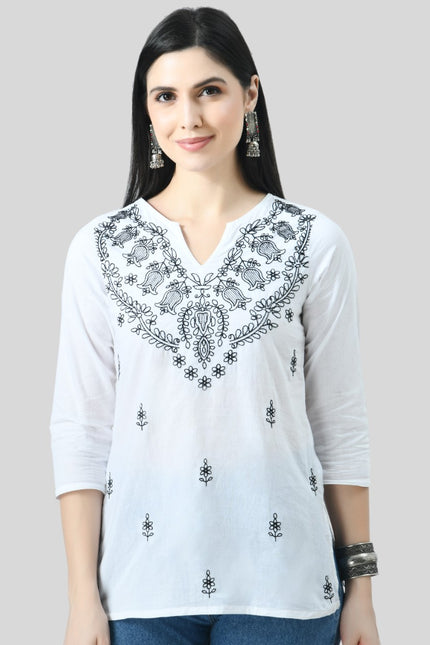 Chikan Short Kurti For Women