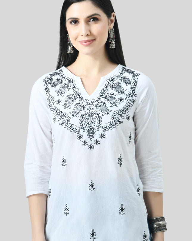Chikan Short Kurti For Women