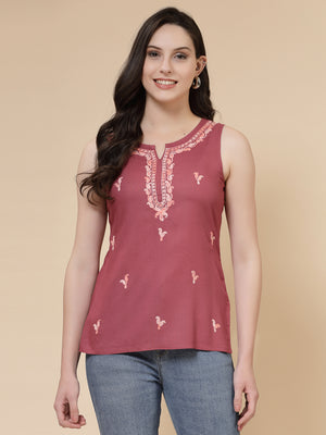 Laiba Aari Embriodered Sleevless Kurti For Women