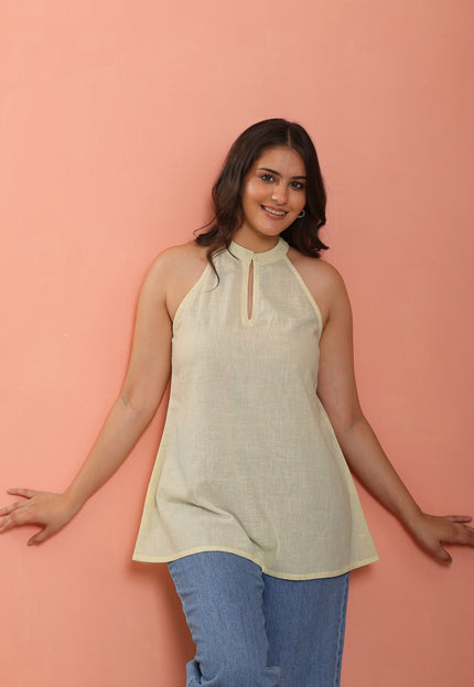 Avira Halter neck Yellow Kurti