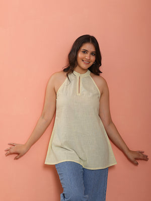 Avira Halter neck Yellow Kurti