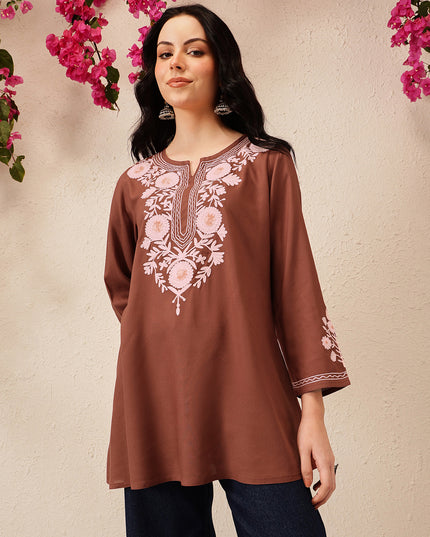 Qazmi Women's Kashmiri A-Line  Flared Kurti