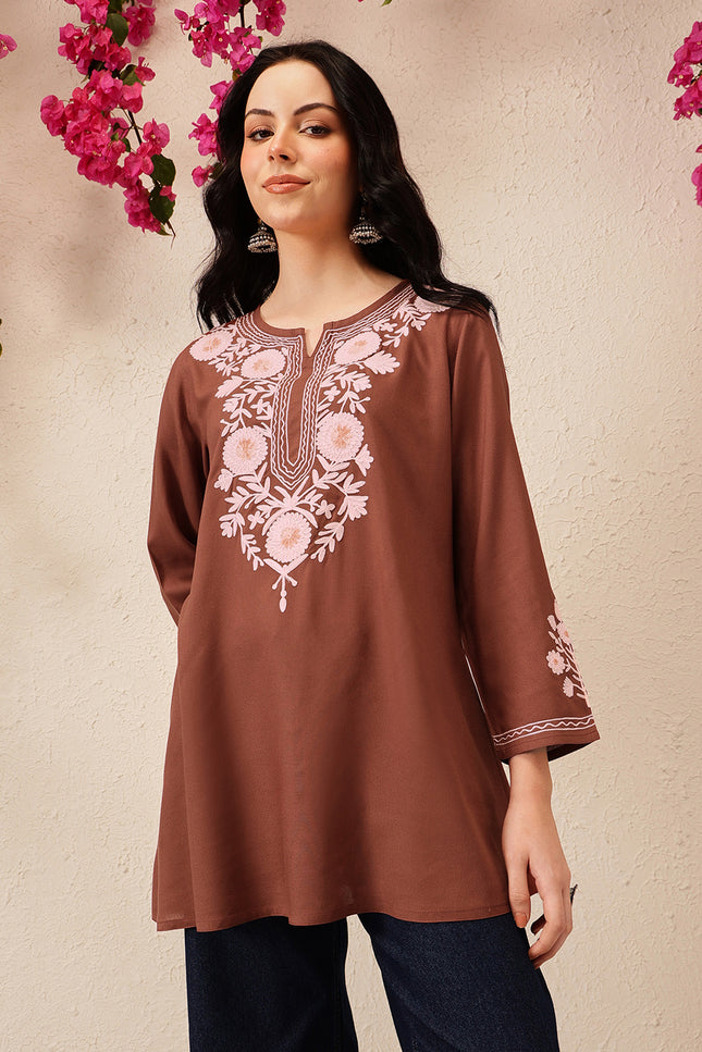 Qazmi Women's Kashmiri A-Line  Flared Kurti