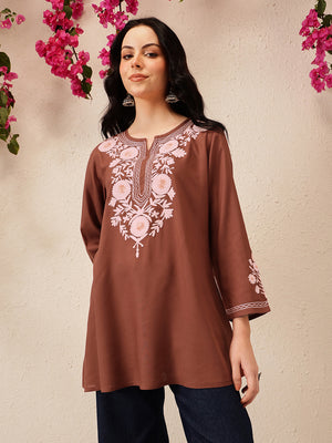 Qazmi Women's Kashmiri A-Line  Flared Kurti
