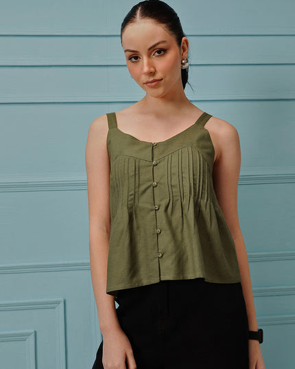 Qazmi Women's Cotton Linen Tank Top