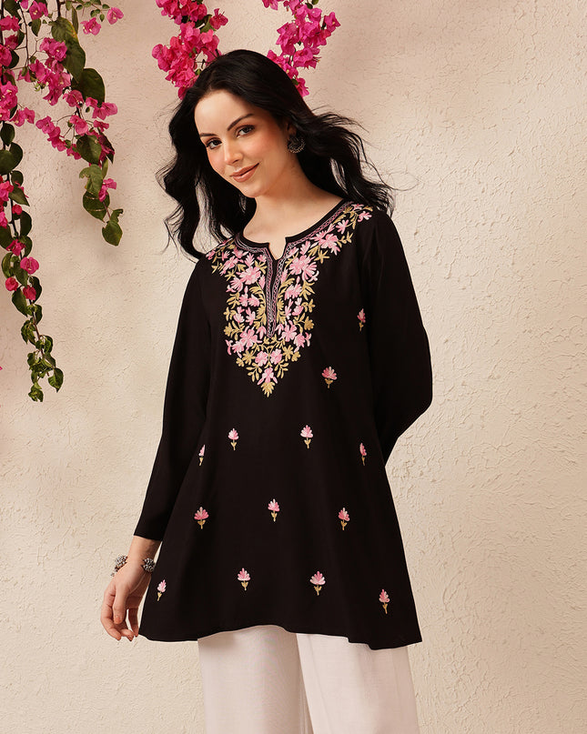 Qazmi Women's Kashmiri A-Line  Flared Kurti