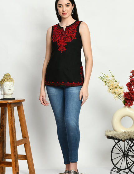 Aari Sleeveless Short Kurti For Women