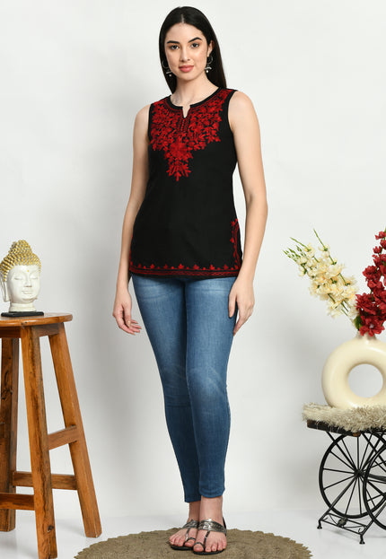 Aari Sleeveless Short Kurti For Women