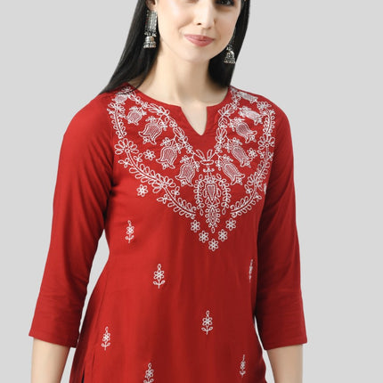 Chikan Short Kurti For Women