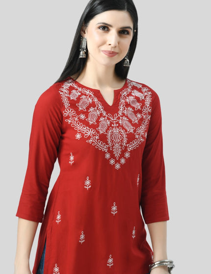 Chikan Short Kurti For Women