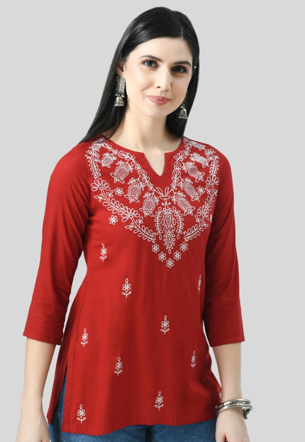 Chikan Short Kurti For Women