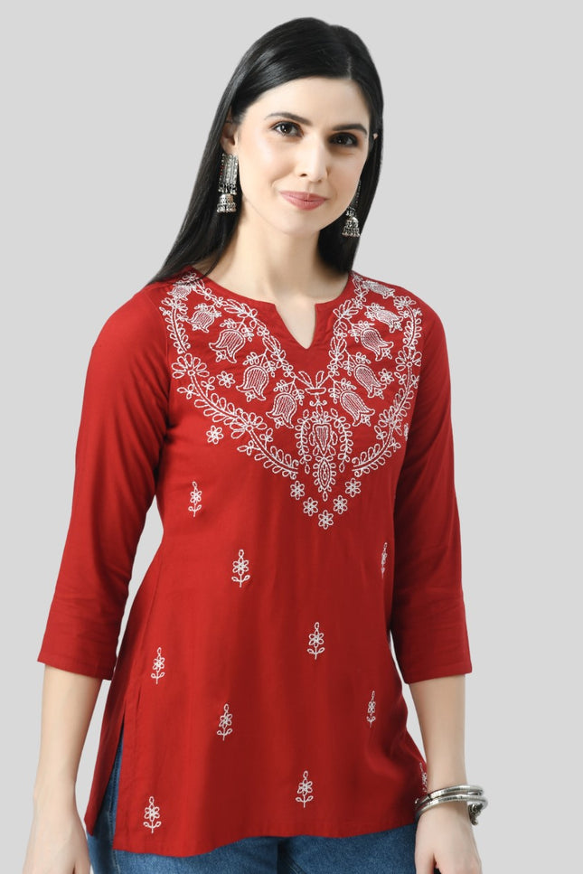 Chikan Short Kurti For Women