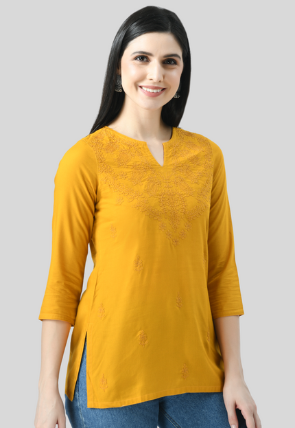 Self Chikan Short Kurti For Women