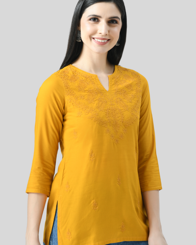 Self Chikan Short Kurti For Women
