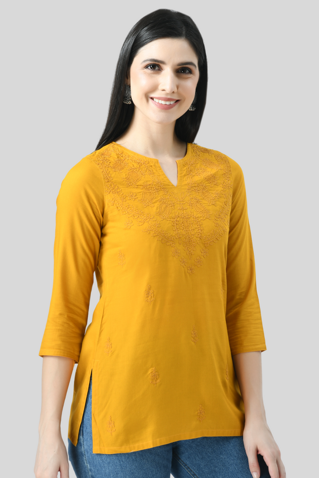 Self Chikan Short Kurti For Women