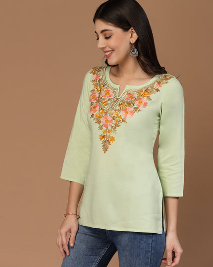 Israa Aari Embroidered Short Kurti For Women
