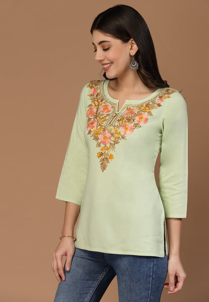 Israa Aari Embroidered Short Kurti For Women