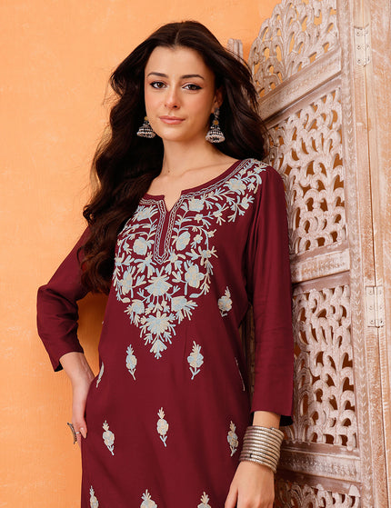 Samara Maroon Long Kurti For Women