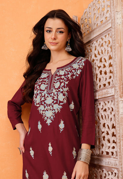 Samara Maroon Long Kurti For Women