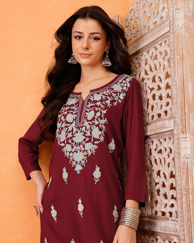 Samara Maroon Long Kurti For Women