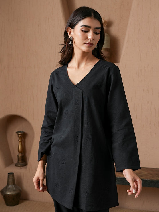 Qazmi Women's Cotton Linen Kashmiri Aari Work CoOrd Set