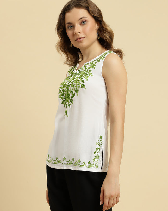 Aari Sleeveless Short Kurti For Women