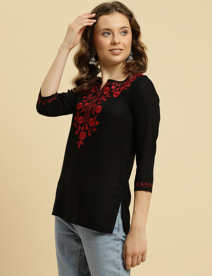 Maroon Silk Short Kurti For Women