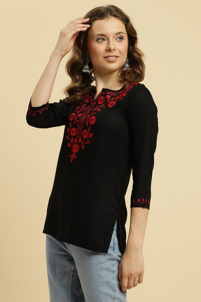 Maroon Silk Short Kurti For Women