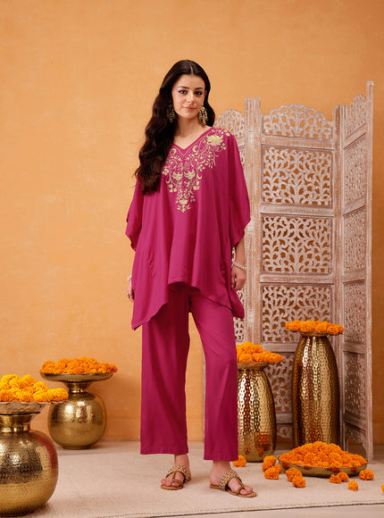 Qazmi Parvin Kashmiri Zari Work Kaftan CoOrd Set