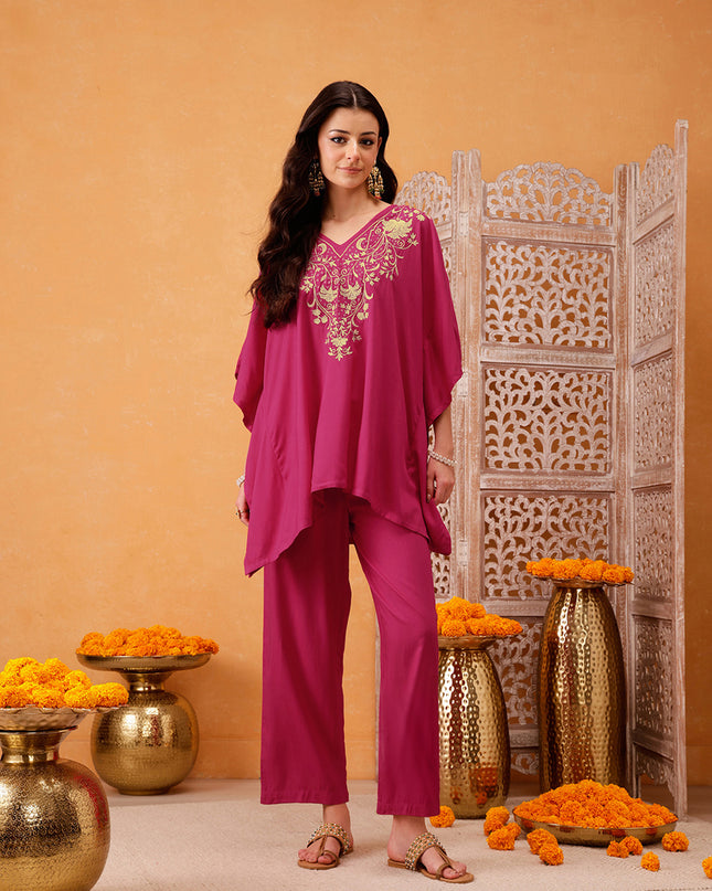 Qazmi Parvin Kashmiri Zari Work Kaftan CoOrd Set